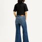 Women's Blue Ribcage Bell Bottom Wide Leg Fit Mid Rise Jeans - Back View