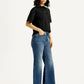 Women's Blue Ribcage Bell Bottom Wide Leg Fit Mid Rise Jeans - Side View