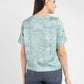 Women's Abstract Blue V Neck Top