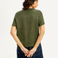 Women's Solid Olive V-Neck Top - Back View