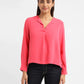 Women's Solid Pink V Neck Top - 0adef763-3787-4b8f-94bf-d999d8ce0eb2 View