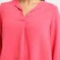 Women's Solid Pink V Neck Top - 35fb0d25-f2a7-4794-bc47-be118074147f View