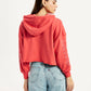 Women's Brand Logo Coral Hooded Sweatshirt - Back View