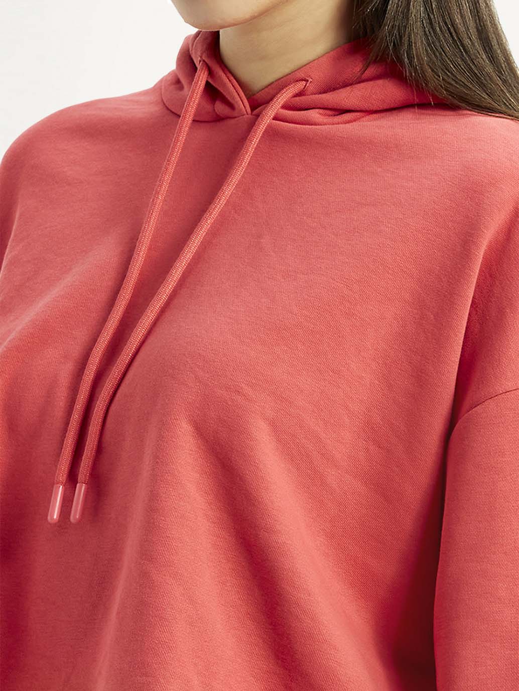 Women's Brand Logo Coral Hooded Sweatshirt - Detail View