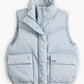 Women's Solid Light-Blue Gilet Jacket