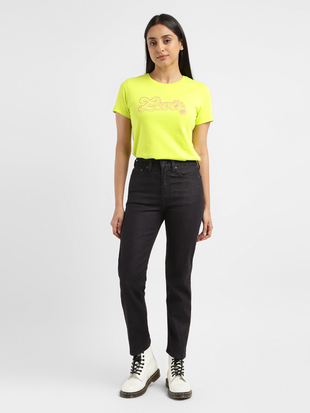 Women's Black Wedgie Straight Fit Mid Rise Jeans