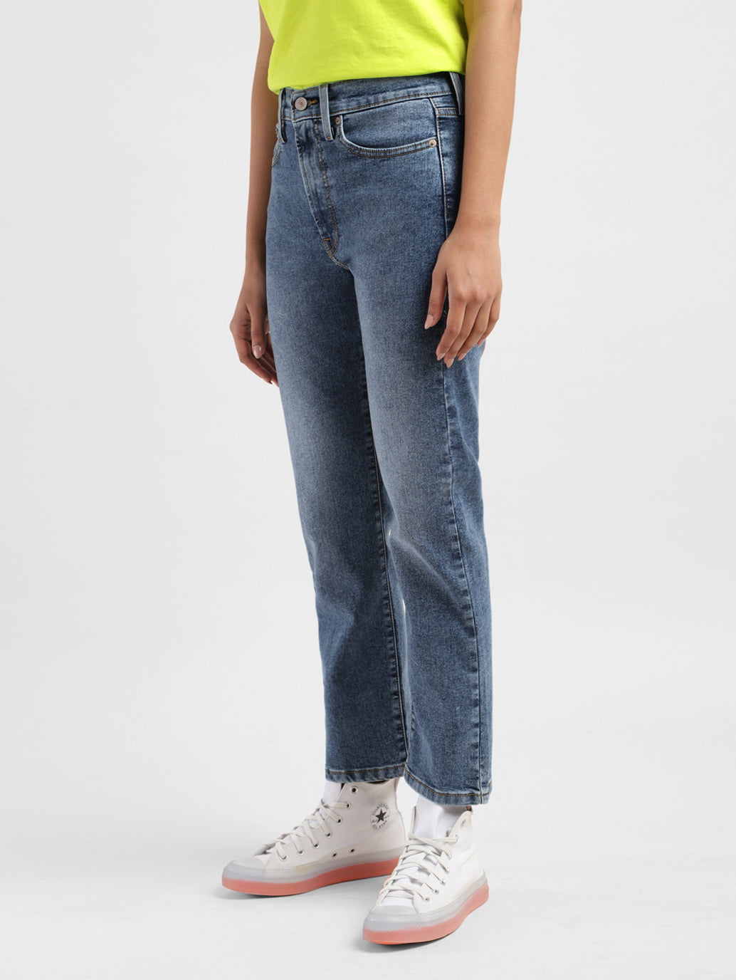 Women's Blue Wedgie Straight Fit Mid Rise Jeans