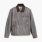 Men's Solid Charcoal-Grey Spread Collar Denim Jacket