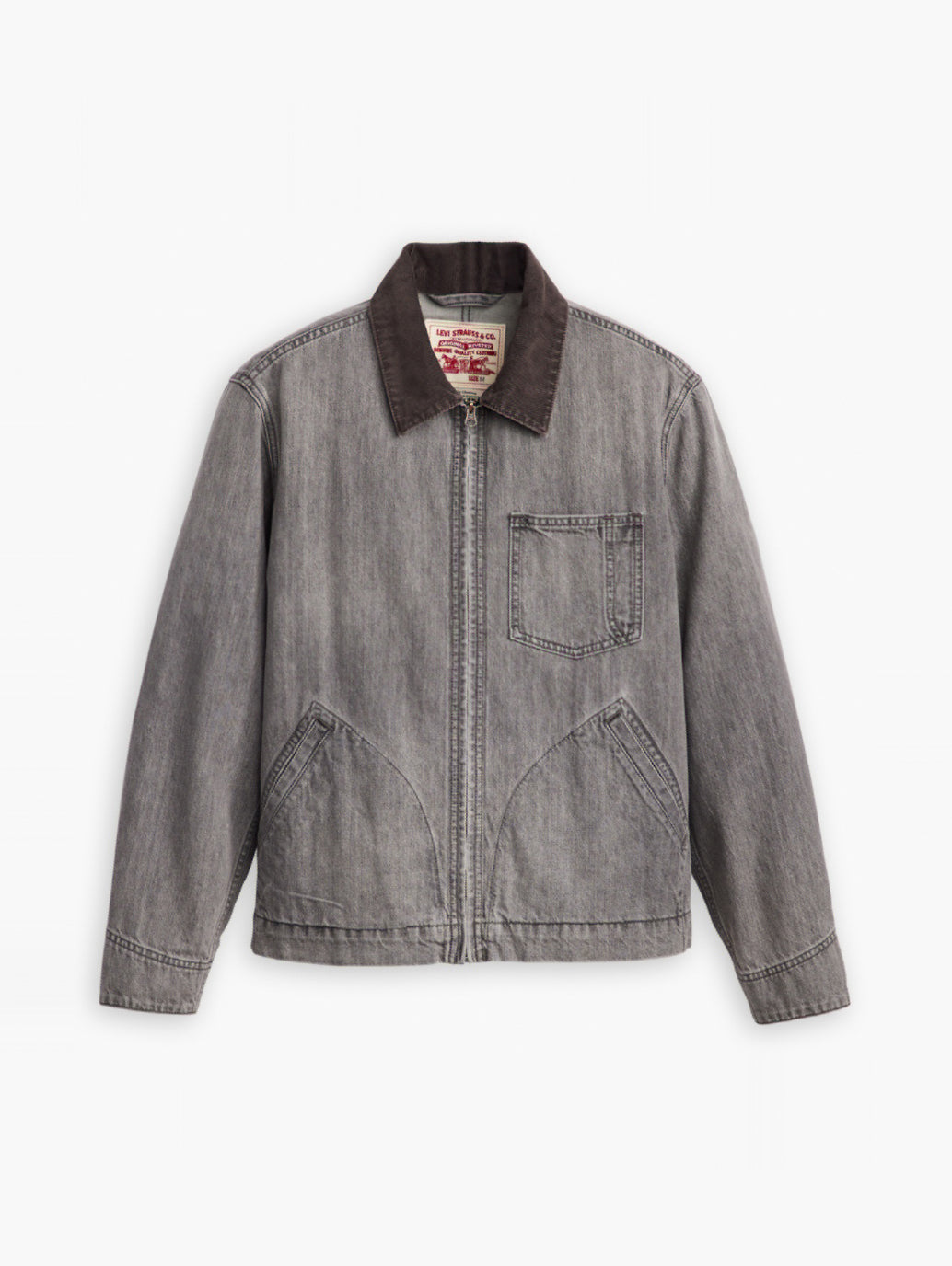 Men's Solid Charcoal-Grey Spread Collar Denim Jacket – Levis India