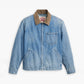 Men's Solid Blue Spread Collar Denim Jacket