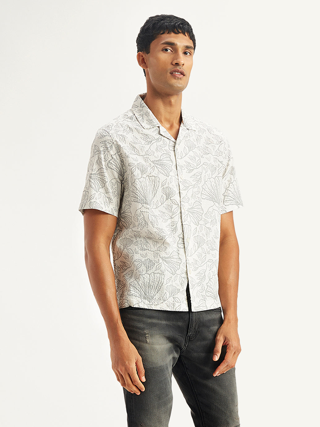 Men's Floral Print Relaxed Fit Camp Shirt