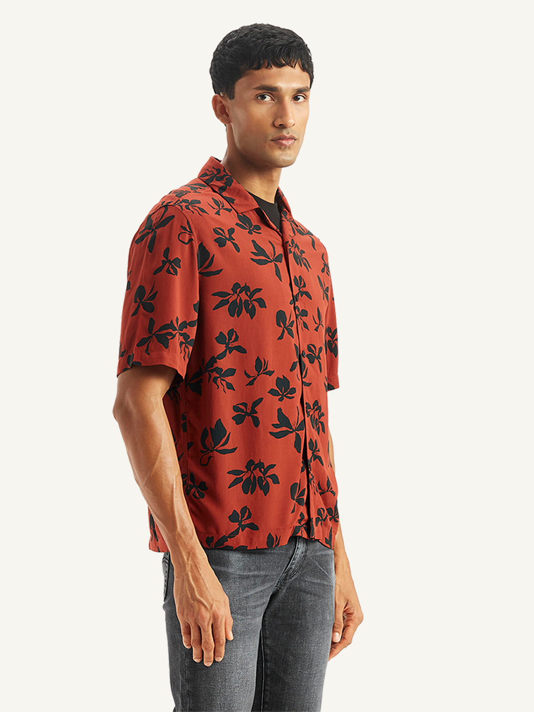 Men's Floral Print Relaxed Fit Camp Shirt