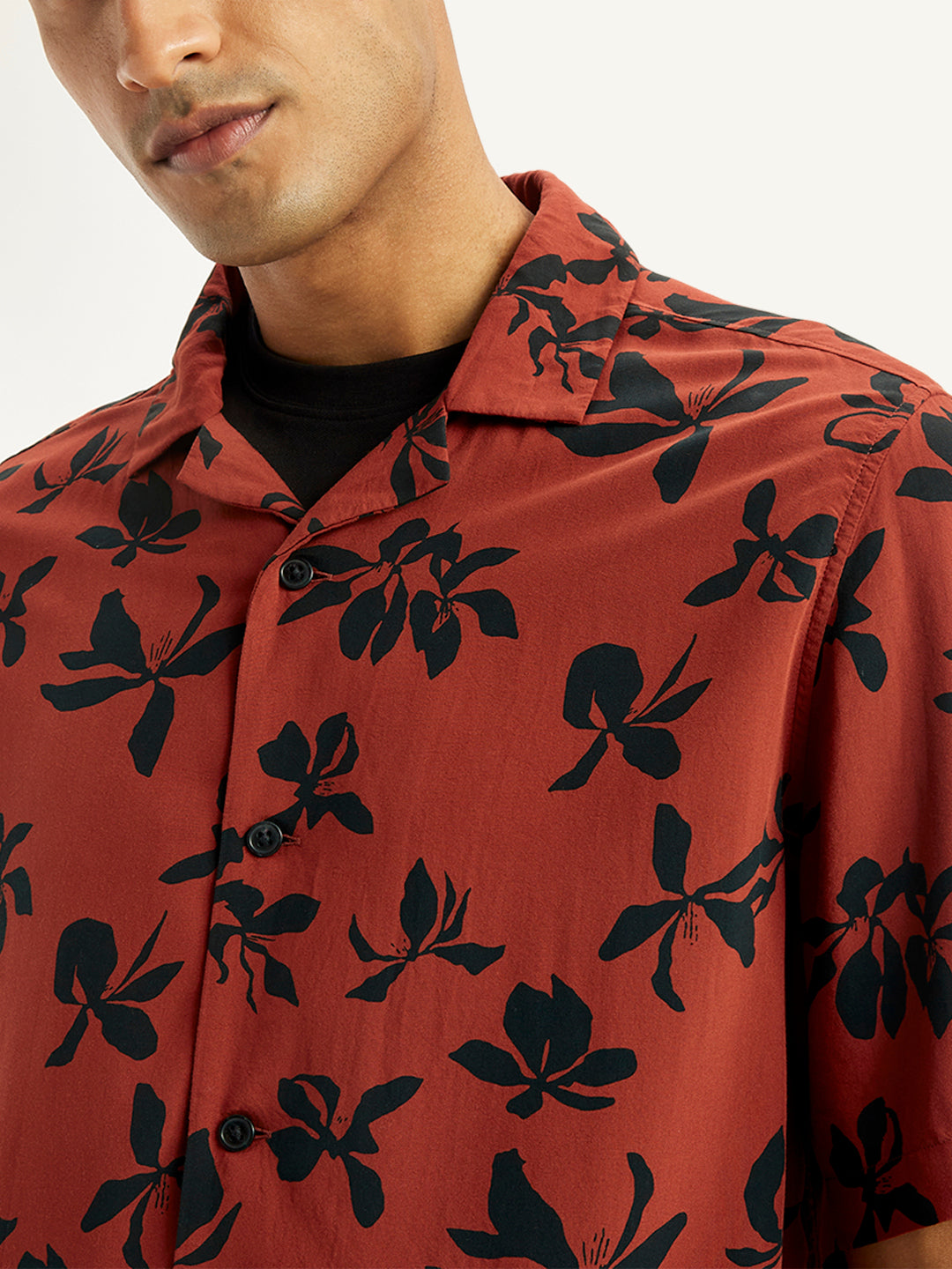 Men's Floral Print Relaxed Fit Camp Shirt