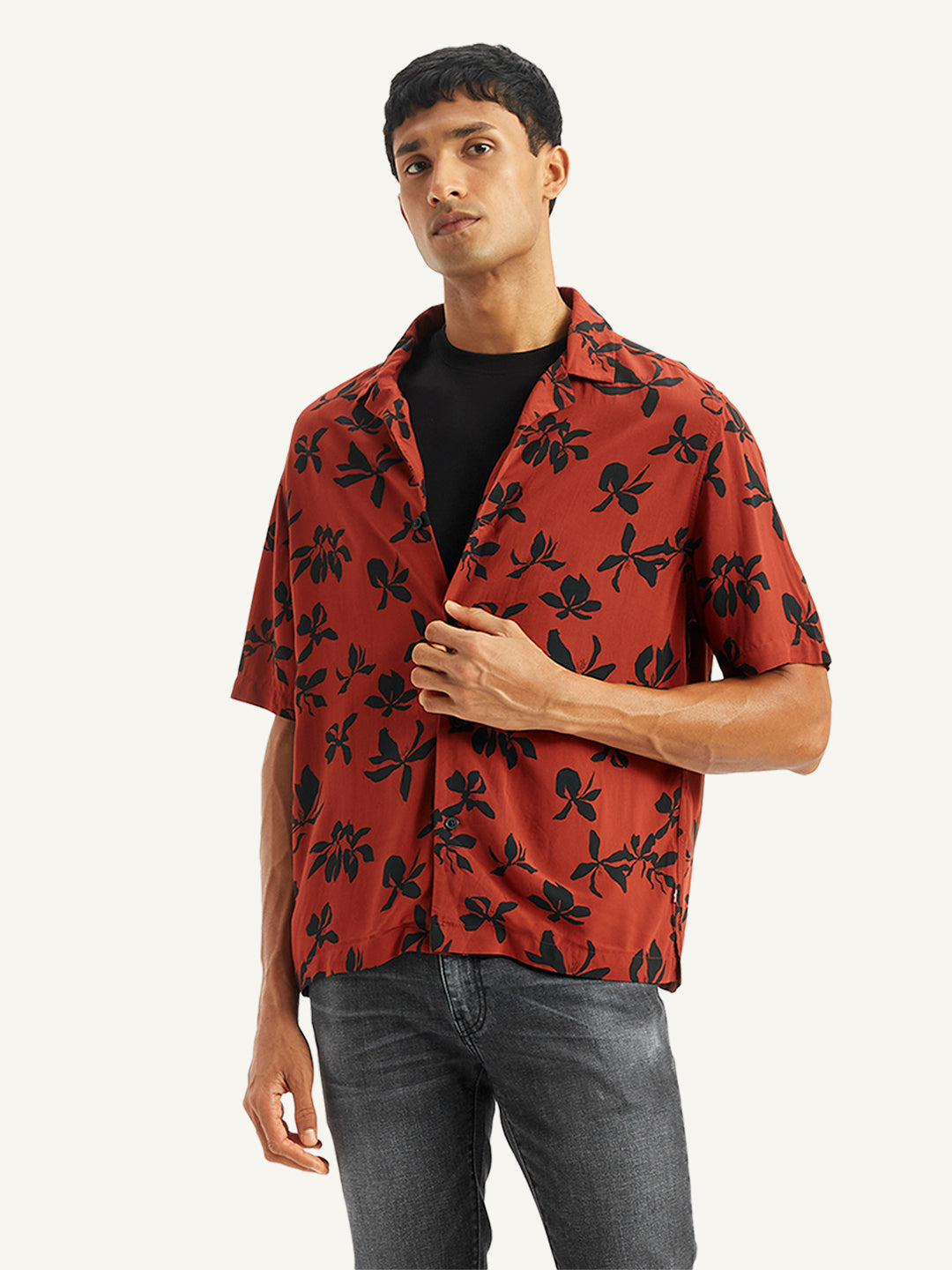 Men's Floral Print Relaxed Fit Camp Shirt