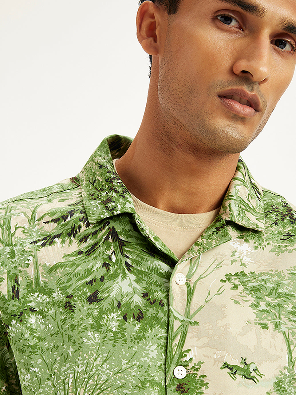 Men's Jacquard Relaxed Fit Camp Shirt