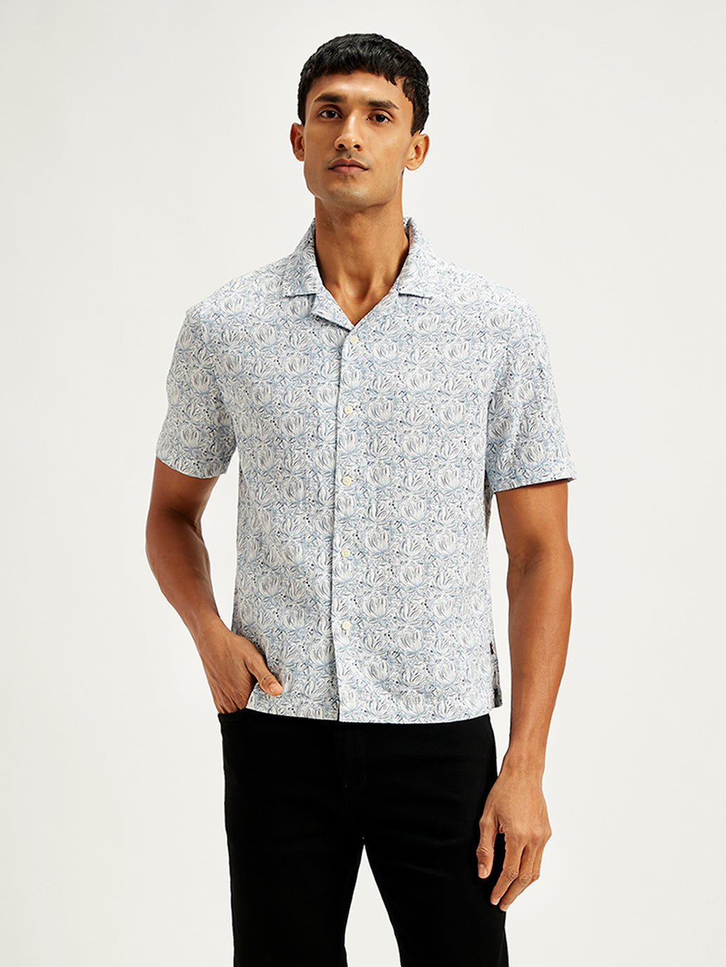 Men's Floral Print Relaxed Fit Camp Shirt