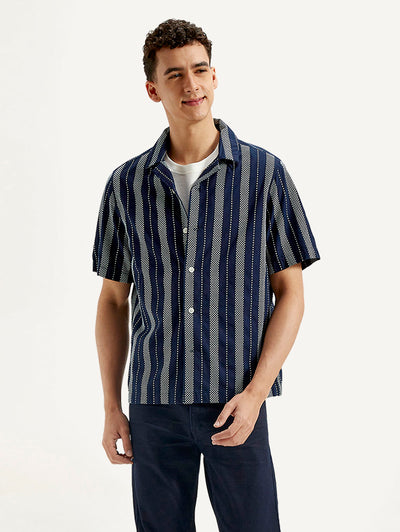levi's Men's Resort Collar Striped Relaxed Fit Shirt-picture-20