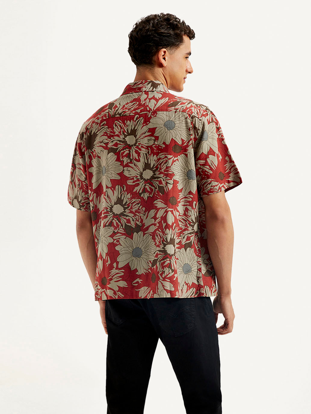 Men's Resort Collar Floral Relaxed Fit Linen Shirt – Levis India Store