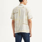 Men's Printed Resort Collar Relaxed Fit Linen Shirt - Back View