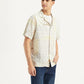 Men's Printed Resort Collar Relaxed Fit Linen Shirt - Side View
