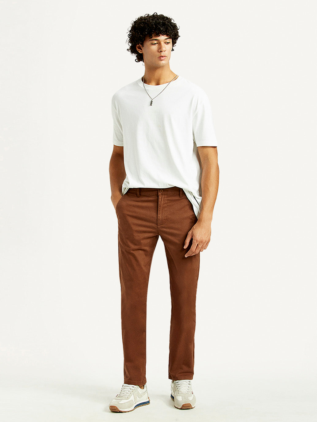 Men's 511 Brown Slim Fit Mid Rise Chinos - Styleshot View