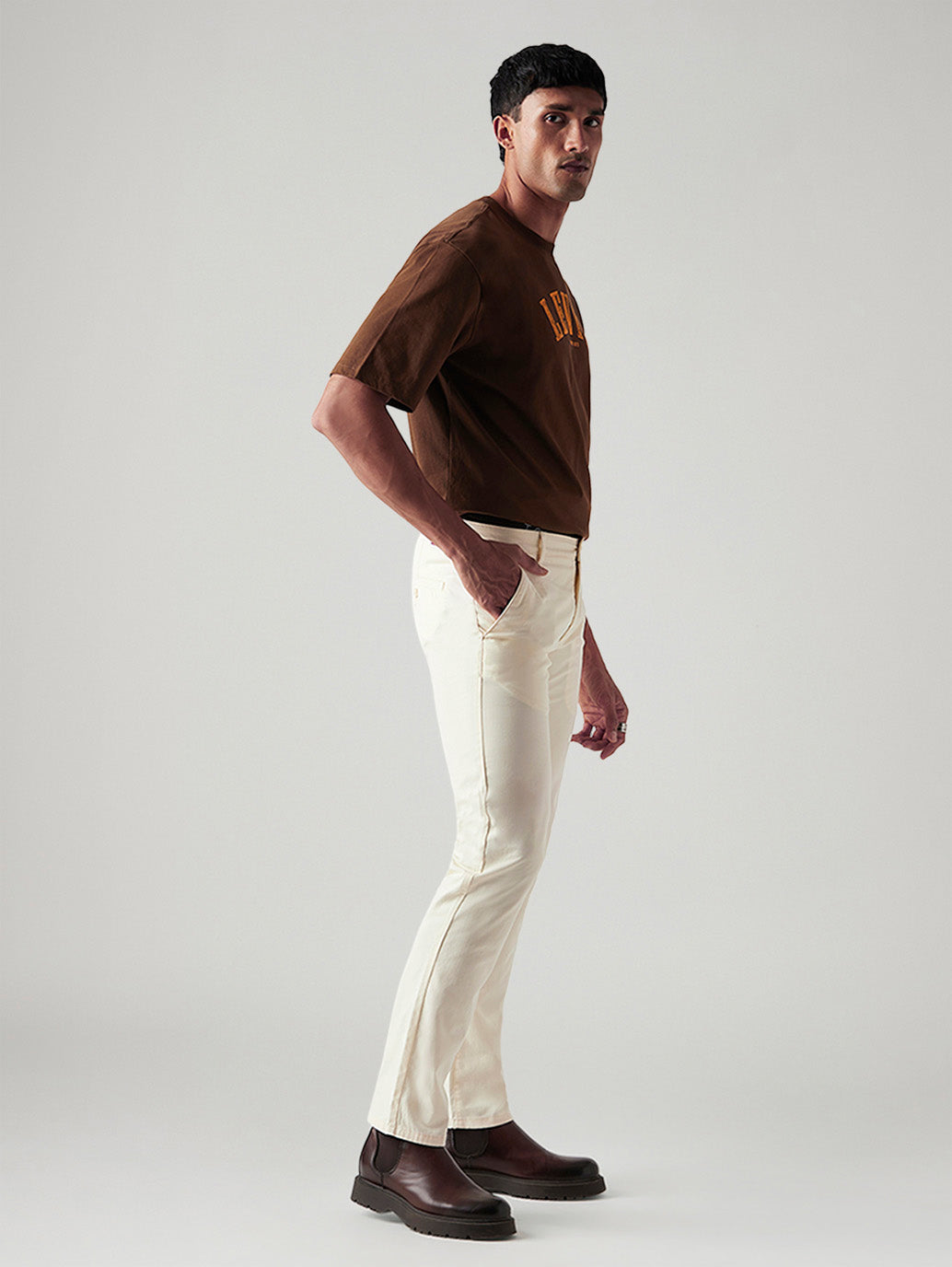 Men's 511 Off White Slim Fit Mid Rise Chinos - Side View