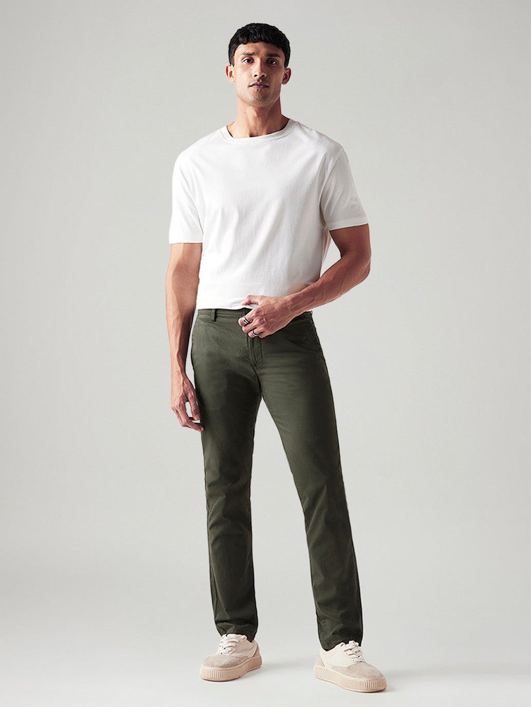 Men's 511 Olive Slim Fit Mid Rise Chinos - Front View