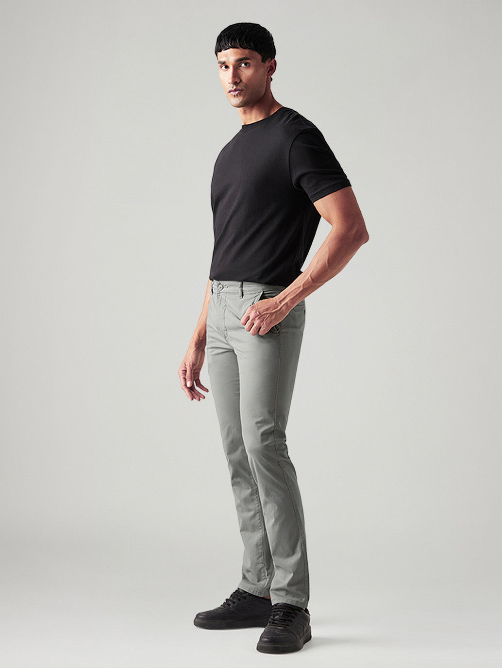 Men's 511 Grey Slim Fit Mid Rise Chinos - Side View