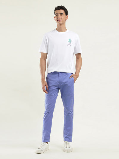 Men's Blue Slim Tapered Fit Trousers