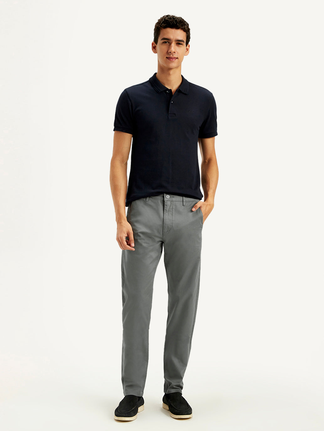 Men's Grey Slim Tapered Fit Chinos - 284018f1-7feb-462a-9e7e-63012dd89d0a View