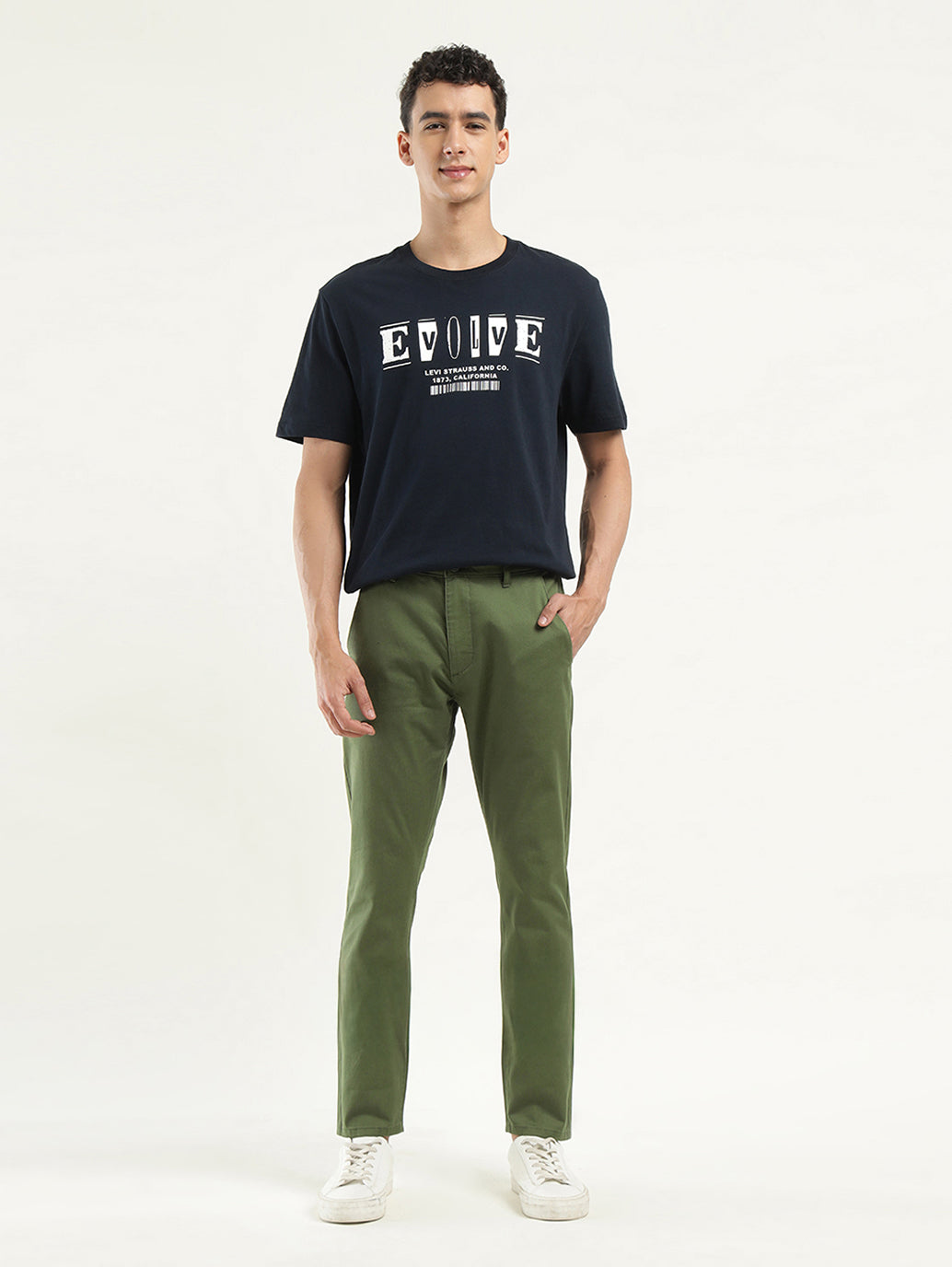 Men's Olive Slim Tapered Fit Chinos