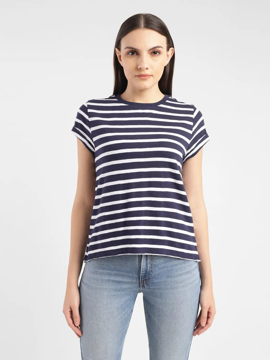 Women's Striped Crew Neck T-shirt - 0e5ca3d1-95b9-46ce-af1d-ee725e3aa7f1 View