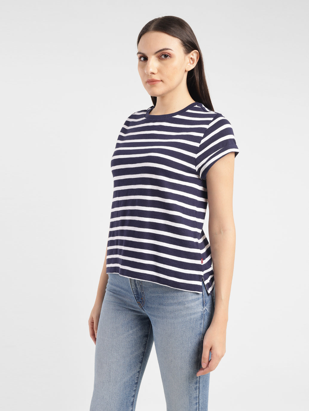 Women's Striped Crew Neck T-shirt - 33d279a6-0fd9-4d54-bfd0-0c9afc8259d0 View