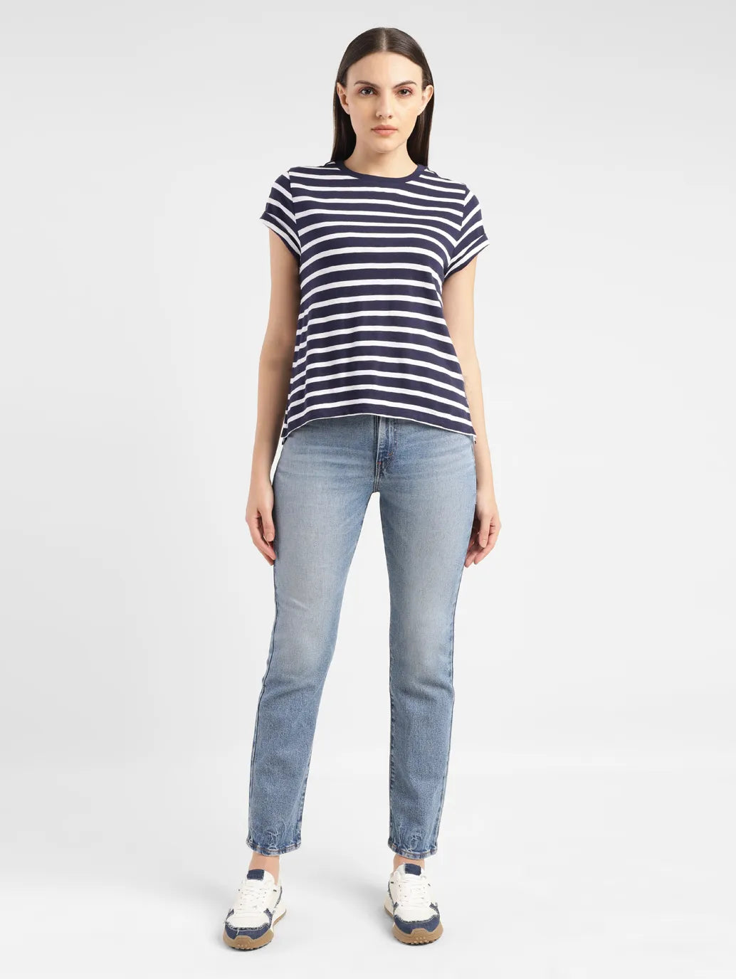 Women's Striped Crew Neck T-shirt - d6bd08f2-27a6-463d-b4f3-c6313543f664 View