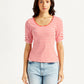 Women's Striped Red Scoop Neck Top