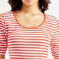 Women's Striped Red Scoop Neck Top