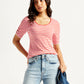 Women's Striped Red Scoop Neck Top