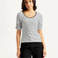 Women's Striped Black Scoop Neck Top