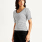 Women's Striped Black Scoop Neck Top