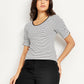 Women's Striped Black Scoop Neck Top