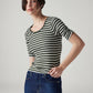 Women's Striped Olive Scoop Neck Top - Styleshot View