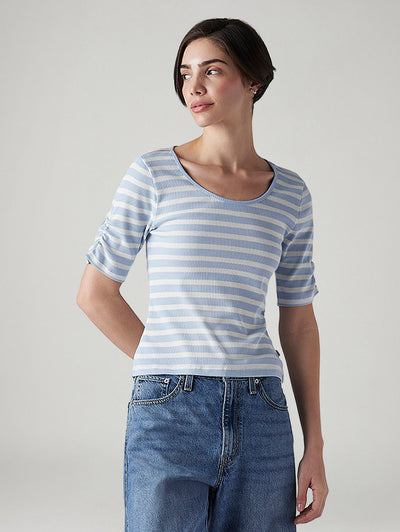 levi's Women's Striped Light Blue Scoop Neck Top-picture-13