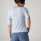 Women's Striped Light Blue Scoop Neck Top - Back View