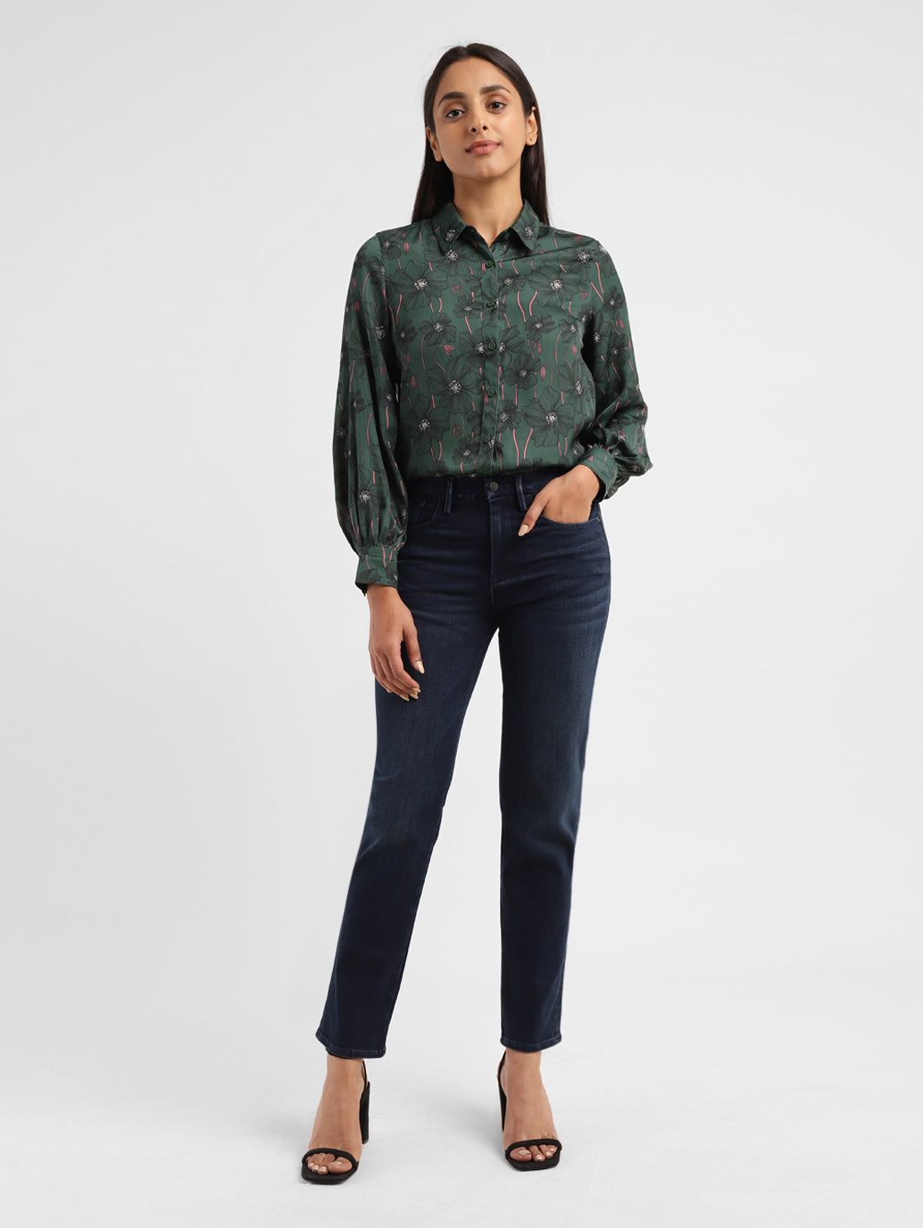Women's Redloop 724 Blue Slim Straight Fit High Rise Jeans