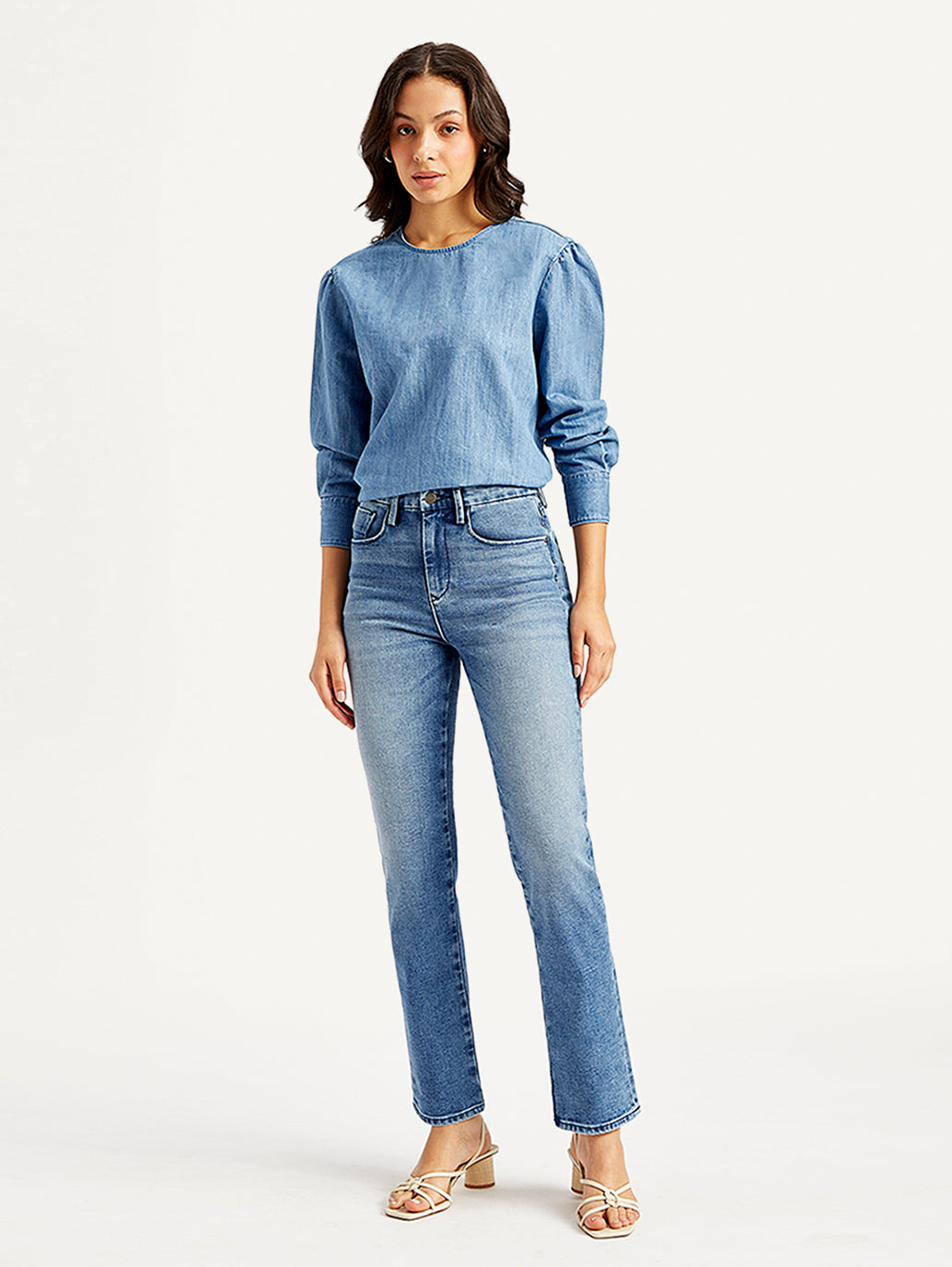 Women's Redloop 724 Blue Slim Straight Fit High Rise Jeans