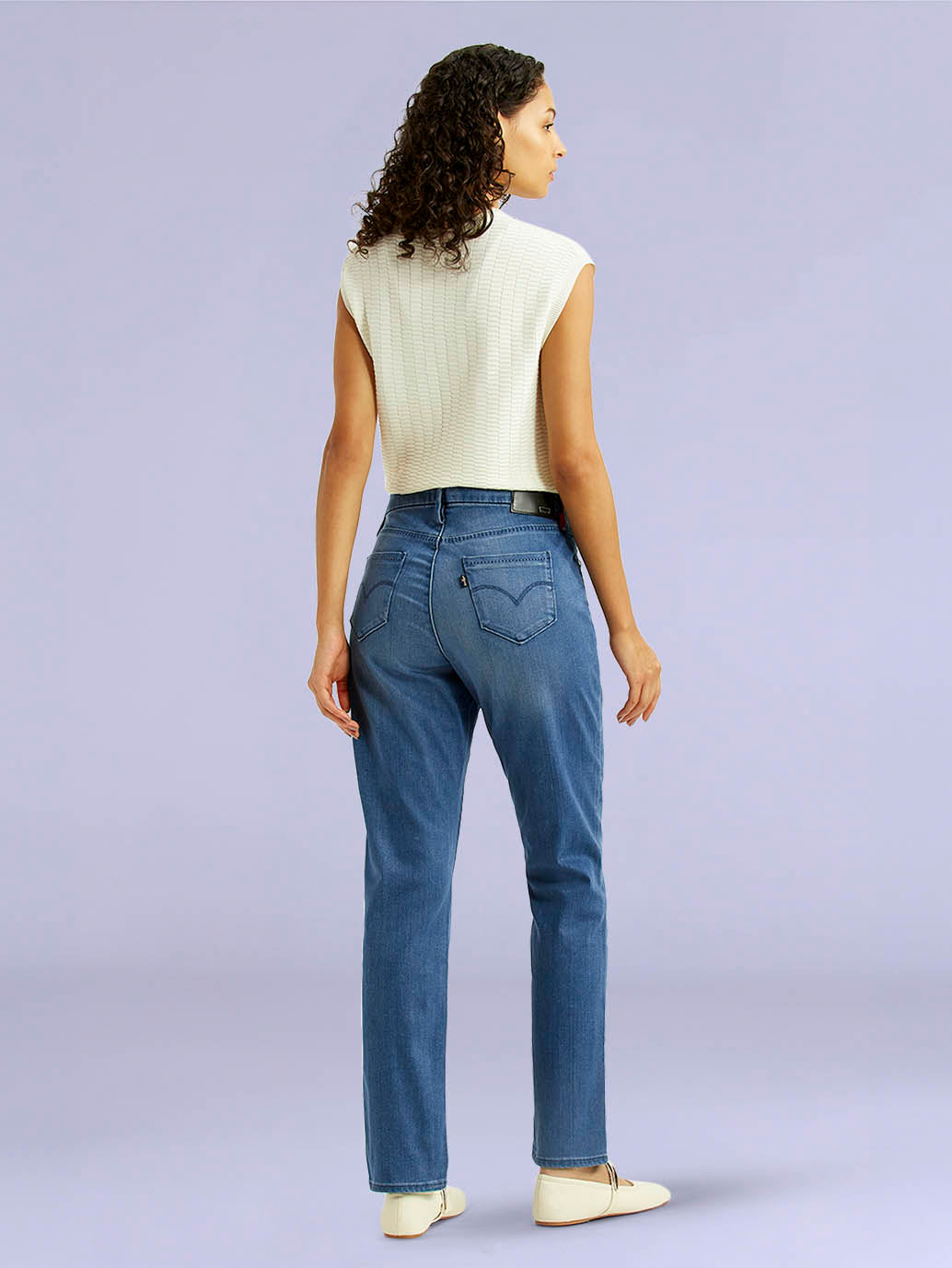 Women's 724 Blue Slim Straight Fit High Rise Redloop Jeans - Back View