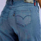 Women's 724 Blue Slim Straight Fit High Rise Redloop Jeans - Detail View