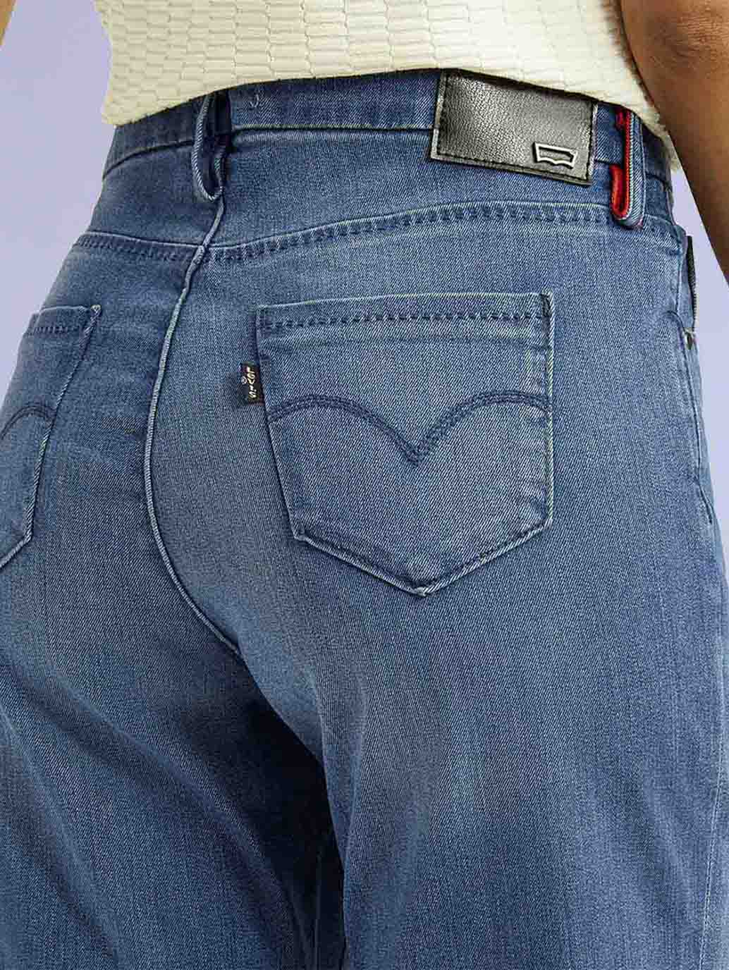 Women's 724 Blue Slim Straight Fit High Rise Redloop Jeans - Detail View