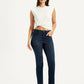 Women's Redloop 724 Dark Blue Slim Straight Fit High Rise Jeans - Styleshot View