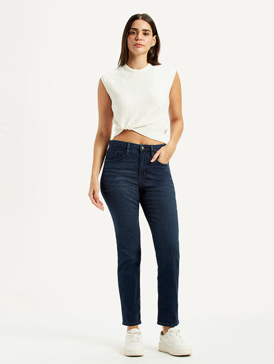 levi's Women's Redloop 724 Dark Blue Straight Fit High Rise Jeans-picture-23